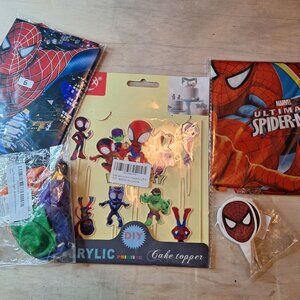 Spider Man Avengers Party Supplies Super‎ Hero Birthday Cup Cake Topper Balloon
